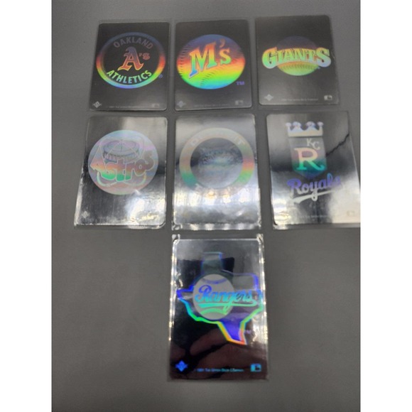 Baseball Holographic Team Logo Stickers lot of 7 Sticker Cards - Picture 2 of 4